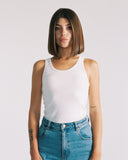 "Christina" Ribbed Fitted Tank - White in — Spirit Celeste USA made luxury basic