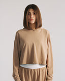 "Eddie" Cropped Hoodie - Affogato in — Spirit Celeste USA made luxury basic