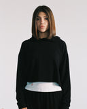 "Eddie" Cropped Hoodie - Black in — Spirit Celeste USA made luxury basic