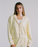 "Sadie" Zip-Up Cropped Hoodie - Butter Yellow in — Spirit Celeste USA made luxury basic