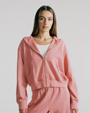 "Sadie" Zip-Up Cropped Hoodie - Dusty Rose in — Spirit Celeste USA made luxury basic