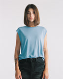 "Tina" Relaxed Muscle Tee - Dusk Blue in — Spirit Celeste USA made luxury basic