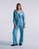 "Sadie" Zip-Up Cropped Hoodie - Dusk Blue in — Spirit Celeste USA made luxury basic