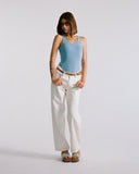 "Christina" Ribbed Fitted Tank - Dusk Blue in — Spirit Celeste USA made luxury basic