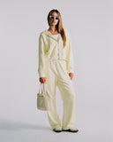 "Sadie" Zip-Up Cropped Hoodie - Butter Yellow in — Spirit Celeste USA made luxury basic
