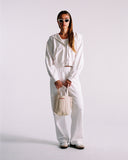 "Sadie" Zip-Up Cropped Hoodie - White in — Spirit Celeste USA made luxury basic