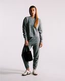 "Sara" Brushed Fleece Crew - Heather Grey in — Spirit Celeste USA made luxury basic