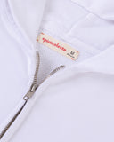 "Sadie" Zip-Up Cropped Hoodie - White in — Spirit Celeste USA made luxury basic