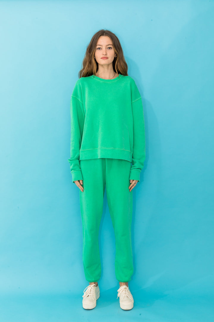Green cotton sweatpants